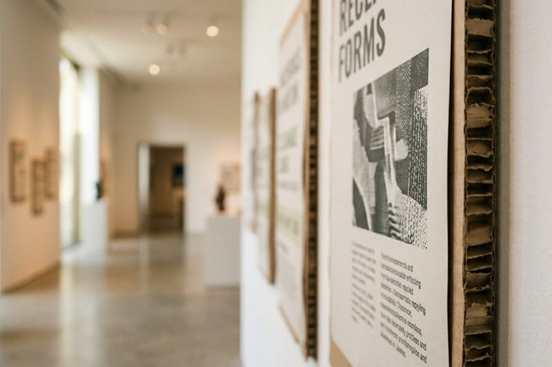 An image of a cardboard sign on a wall.